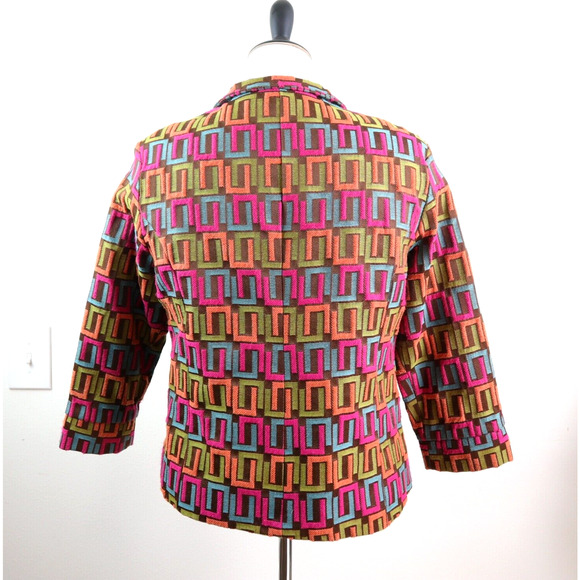 Vintage Painted Pony Size L Geometric Print Jacket Twill Multicolor - Picture 4 of 9
